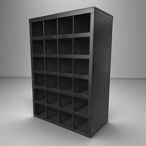 Steel bolt bin cabinet with 96 compartments β black
Red bolt organizer cabinet β front view
Side-by-side metal bin cabinets for hardware storage
Open hardware parts bins mounted on workshop wall
Heavy-duty steel bin rack for bolts and fasteners