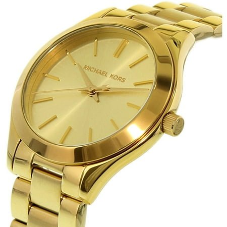 Michael Kors Women's Mini Slim Runway Gold - Tone Three - Hand Watch MK3512 - with Gold | Sold by Uncle Wiener's Wholesale