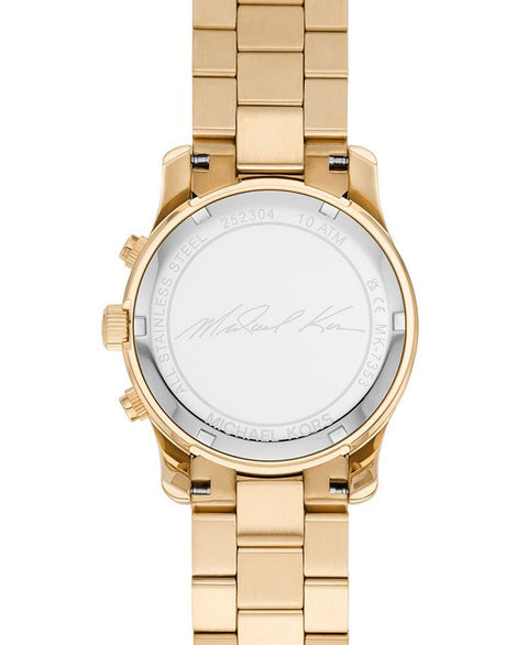 Michael Kors Women's Runway Quartz Chronograph Gold - Tone Stainless Steel Watch 38mm - Yellow - with Yellow | Sold by Uncle Wiener's Wholesale