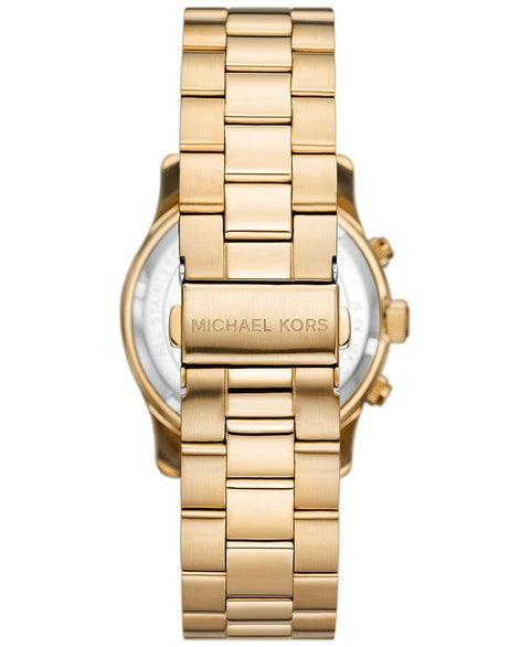 Michael Kors Women's Runway Quartz Chronograph Gold - Tone Stainless Steel Watch 38mm - Yellow - with Yellow | Sold by Uncle Wiener's Wholesale