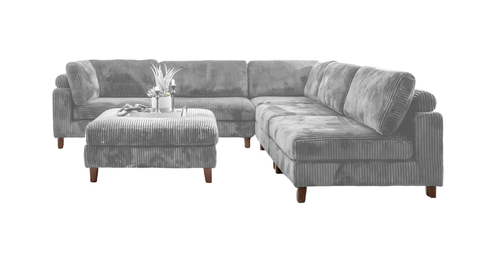 Modular 10ft Wide Corduroy Sofa – Modern Room Furniture with Plush Texture - with Light Gray | Sold by Uncle Wiener's Wholesale