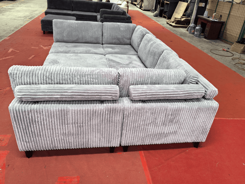 Modular 10ft Wide Corduroy Sofa – Modern Room Furniture with Plush Texture - with Light Gray | Sold by Uncle Wiener's Wholesale