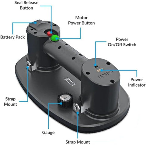 Nemo GRABO (1 Battery, 1 Seal) - Electric Vacuum Suction Cup Lifter for Wood, Paver, Drywall, Marble, Tile and More (Lifts up to 375 lbs) - with | Sold by Uncle Wiener's Wholesale