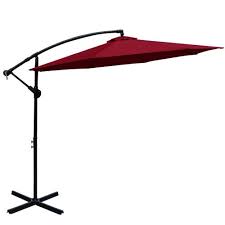 New 10 FT Hanging Patio Umbrella with Sand Bag – Offset Outdoor Umbrella for Deck, Garden, or Poolside Shade - with Red | Sold by Uncle Wiener's Wholesale