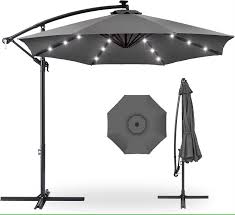 New 10 FT Hanging Patio Umbrella with Sand Bag – Offset Outdoor Umbrella for Deck, Garden, or Poolside Shade - with Gray | Sold by Uncle Wiener's Wholesale