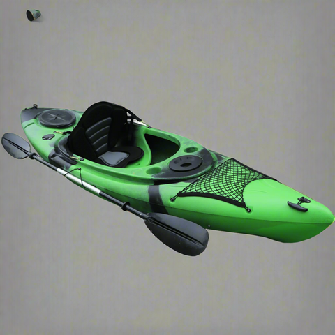 NEW 10 FT SIT - IN KAYAK W/ PADDED SEAT & PADDLES – COMFORT SEAT, LIGHTWEIGHT BUILD, IDEAL FOR BEGINNERS & RECREATIONAL USE - with Green / Black | Sold by Uncle Wiener's Wholesale