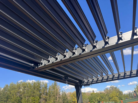 New 10x13 FT Aluminum Louvered Pergola Gazebo – Adjustable Roof Slats, Modern Outdoor Shade 1030608 - with | Sold by Uncle Wiener's Wholesale
