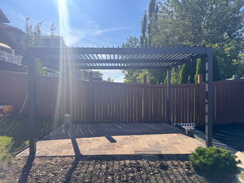 New 10x13 FT Aluminum Louvered Pergola Gazebo – Adjustable Roof Slats, Modern Outdoor Shade 1030608 - with | Sold by Uncle Wiener's Wholesale