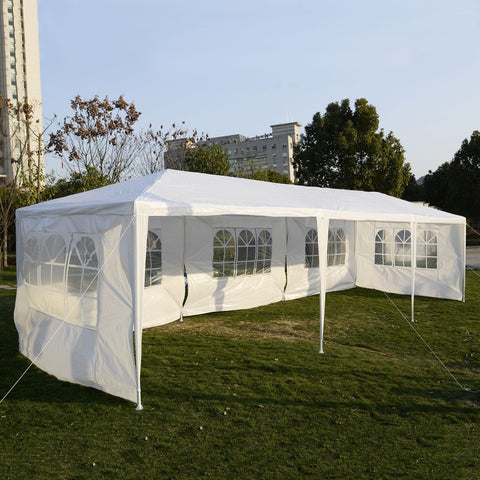 "10x30 FT White Party Tent with 7 Window Panels Outdoor Event Canopy"
"Heavy Duty Outdoor Wedding Canopy 10x30 FT with Window Sidewalls"
"Large White Event Tent for Parties, Weddings, and Gatherings"