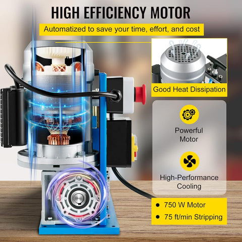 11-channel automatic wire stripping machine front view
Cable stripper with control panel and feeder channels
Industrial wire stripper with aluminum and steel frame
High-speed wire stripping machine on workbench
Wire stripping machine with emergency stop switch