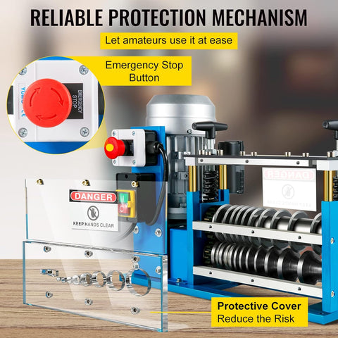 11-channel automatic wire stripping machine front view
Cable stripper with control panel and feeder channels
Industrial wire stripper with aluminum and steel frame
High-speed wire stripping machine on workbench
Wire stripping machine with emergency stop switch