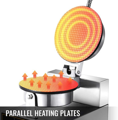 Electric stainless steel waffle cone and egg roll maker
Ice cream cone and waffle maker with non-stick plate
Commercial dessert cone machine with temp controller
Egg roll waffle maker stainless steel 110V compact design