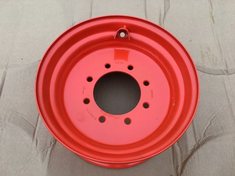 Red steel skid steer rim 9.75x16.5
8-lug Bobcat compatible wheel
Skid steer wheel for 12x16.5 tire
Red 16.5" rim for construction equipment
Heavy-duty skid steer wheel close-up