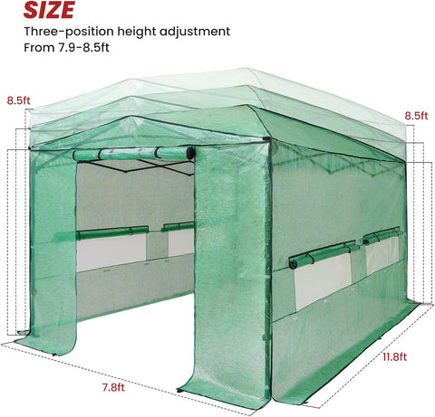 "12x8 FT Pop-Up Outdoor Greenhouse with PE Cover"
"Large Outdoor Gardening Tent 12x8 FT with Roll-Up Doors"
"Heavy-Duty Waterproof Greenhouse for Plants 12x8 FT"
"UV-Protected Portable Greenhouse Tent for Vegetables"
"12 FT x 8 FT Outdoor Greenhouse with Metal Frame and Zipper Door"