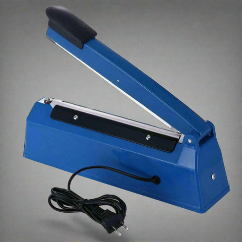 Blue 12-inch impulse heat sealer for poly bags
Manual impulse sealer with power cable and timer
S1095 lightweight heat sealer on white background
Packaging machine for PE and PP plastic bags