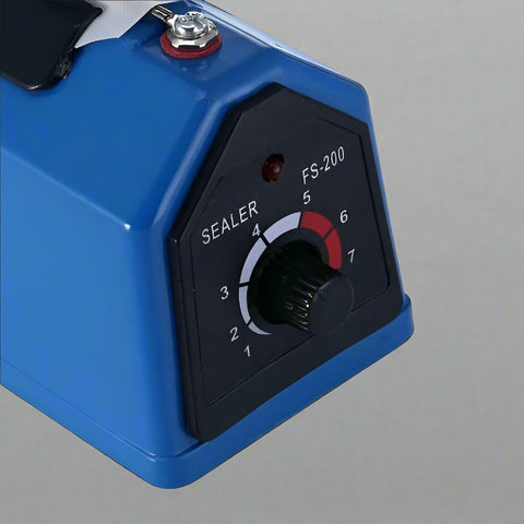 Blue 12-inch impulse heat sealer for poly bags
Manual impulse sealer with power cable and timer
S1095 lightweight heat sealer on white background
Packaging machine for PE and PP plastic bags