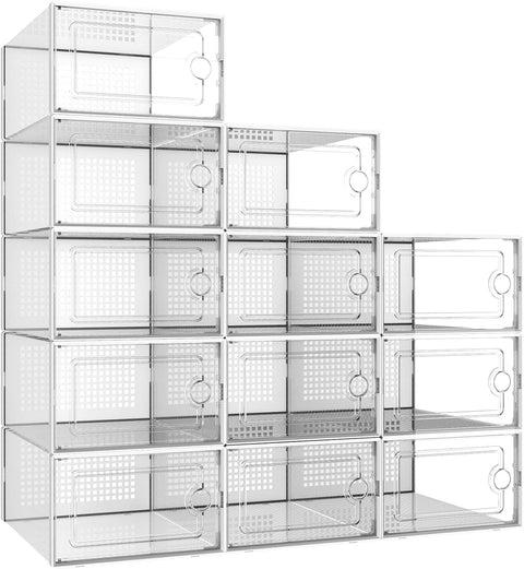 NEW 12 PACK STACKABLE SHOE STORAGE BOX - with | Sold by Uncle Wiener's Wholesale