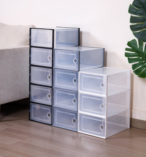 NEW 12 PACK STACKABLE SHOE STORAGE BOX - with | Sold by Uncle Wiener's Wholesale