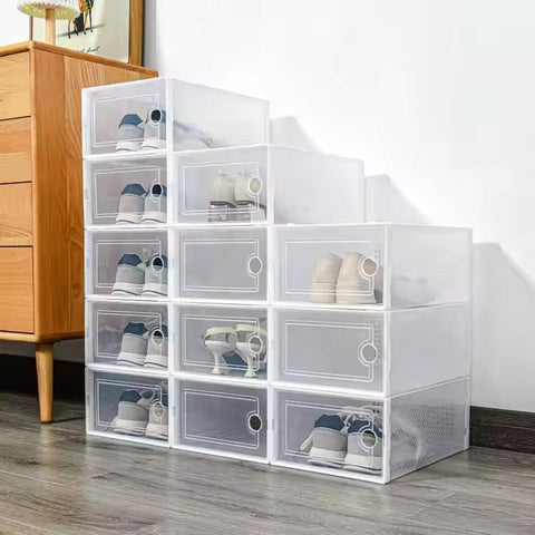 NEW 12 PACK STACKABLE SHOE STORAGE BOX - with | Sold by Uncle Wiener's Wholesale