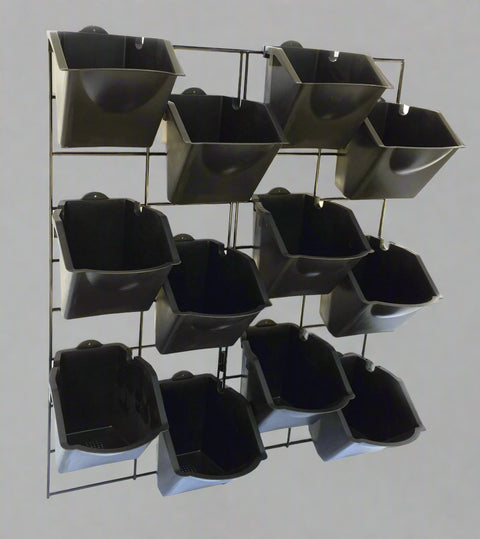 "12 Pot Vertical Wall Planter Modular Hanging Flower Herb Garden"
"Indoor Outdoor Vertical Wall Garden Planter with Removable Pots"