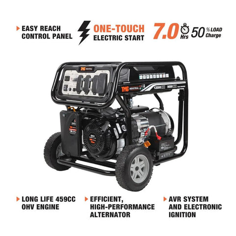 New 12,000 Watt Portable Gas Generator – Electric Start, 459cc Engine, 9,000 Running Watts, 120/240V, CSA & EPA Certified 250621 - with | Sold by Uncle Wiener's Wholesale