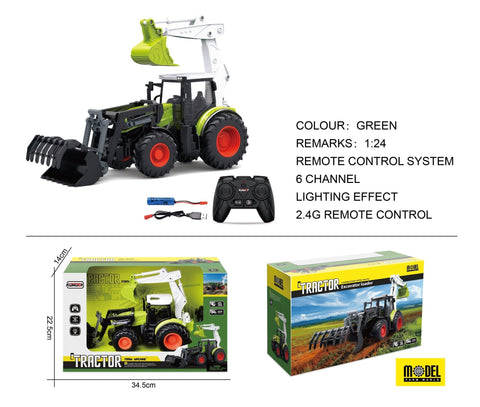 "1:24 Scale Remote Control Tractor Loader Toy for Kids"
"6-Channel RC Tractor Farm Toy with Realistic Design"
"Rechargeable Remote Control Tractor and Wagon Set"
"Durable 1:24 Scale RC Farm Truck Vehicles"
"Set of 1:24 Remote Control Farm Trucks for Kids"
