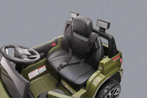 Olive green Toyota-style ride-on pickup truck for kids
Side view of remote-control kids truck with leather seat
Child’s electric ride-on truck with LED headlights
Toyota ride-on truck in olive green with suspension
Battery-powered pickup truck for toddlers