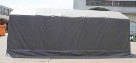 Installed PVC Shelter – Garage Storage Setup