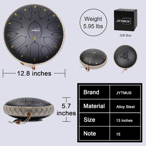 13 inch steel tongue drum with 15 notes
Complete handpan style music kit with mallets and bag
Relaxing meditation drum for yoga and sound healing
Steel tongue drum with note stickers and guide
Handcrafted alloy steel percussion drum