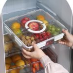 13-piece clear plastic fruit and snack organizer tray with lid and carry handle