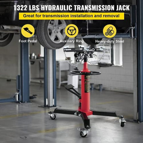 “1320 lb 2-stage telescopic hydraulic transmission jack in red”
“Heavy-duty red garage jack with swivel casters and saddle arms”
“Hydraulic lift transmission jack with adjustable tilt arms”