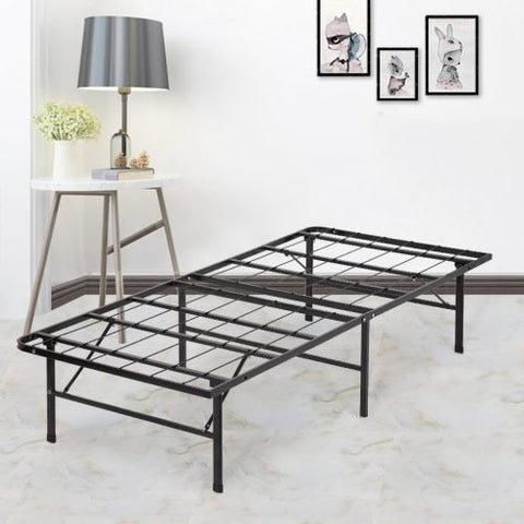 Heavy-duty steel platform bed frame without box spring