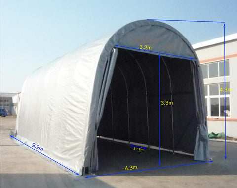 14x30x14 PVC Shelter Front View
Storage Shelter with Sliding Door
Inside View of PVC Shelter
All-Weather Fabric Garage
Industrial Equipment PVC Shelter