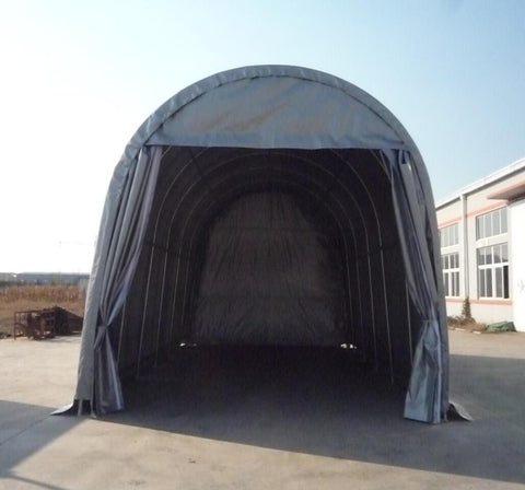 14x30x14 PVC Shelter Front View
Storage Shelter with Sliding Door
Inside View of PVC Shelter
All-Weather Fabric Garage
Industrial Equipment PVC Shelter