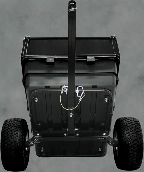1500 lbs off-road utility trailer hitched to ATV in grass field
heavy-duty dump trailer with tilting steel bed
model 113484 utility trailer with 18-inch off-road tires
rear view of utility trailer loaded with gravel
close-up of powder-coated steel dump bed