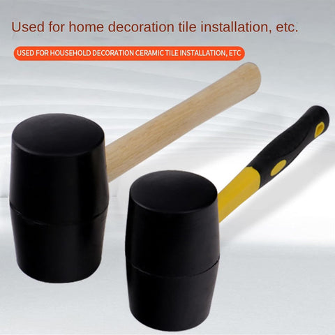 16 oz rubber mallet with fiberglass handle and black head
Soft strike mallet ideal for woodworking and tile work
Close-up of non-marring rubber head on mallet
Yellow and black rubber hammer with anti-slip grip
DIY rubber mallet for carpentry and general repairs