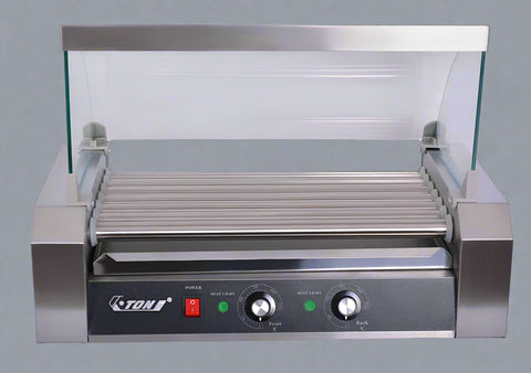 ETR27 Hot Dog Roller Machine – Front View with Glass Cover
Commercial Hot Dog Grill – Stainless Steel Build
18-Roller Grill Cooker – Side View
Food Warmer Grill – Dual Control Panel Close-Up
Hot Dog Roller in Use – Event or Store Setup