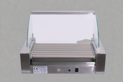ETR27 Hot Dog Roller Machine – Front View with Glass Cover
Commercial Hot Dog Grill – Stainless Steel Build
18-Roller Grill Cooker – Side View
Food Warmer Grill – Dual Control Panel Close-Up
Hot Dog Roller in Use – Event or Store Setup