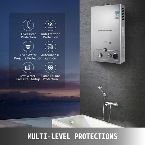 18L Propane Tankless Water Heater – Front View
Compact Outdoor Gas Water Heater for Camping
Wall-Mounted Propane Water Heater for Off-Grid Use
Outdoor Shower Heater with Gas Control Knobs
LPG-Powered Hot Water Unit for RV & Cabin