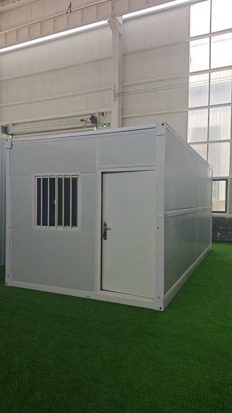 Exterior Image: Portable 19 FT Folding Insulated Container Office with Lockable Door – Outdoor View
Interior Image: Inside View of Modular Prefab Cabin Office with Window and Electrical Plug
Folded View: Foldable Prefab Container for Easy Transport and Setup
Setup Process: Step-by-step Setup of 19 FT Folding Steel Container Office
Multiple Angles: Various Views of the Portable Modular Work Cabin
