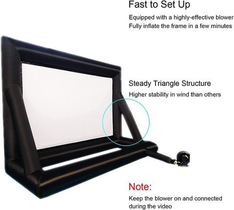 20-foot inflatable outdoor projector screen with blower
Backyard cinema inflatable movie screen 16:9 aspect
Front and rear projection inflatable screen for events
Portable large inflatable movie screen with carry bag
Outdoor inflatable projection screen with air pump