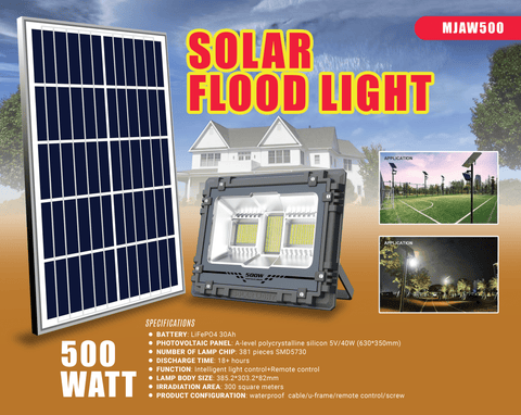 NEW 200, 500 & 800 Watt LED Solar Remote Flood Light - with 200 WATT | Sold by Uncle Wiener's Wholesale