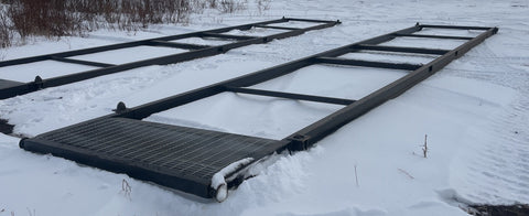 24FT container skid with forklift pockets and steel grating – Model 522624
Heavy-duty 44FT container base for transport and storage – Model 522644