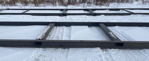 24FT container skid with forklift pockets and steel grating – Model 522624
Heavy-duty 44FT container base for transport and storage – Model 522644