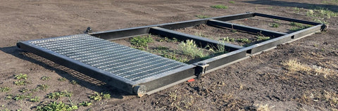 24FT container skid with forklift pockets and steel grating – Model 522624
Heavy-duty 44FT container base for transport and storage – Model 522644