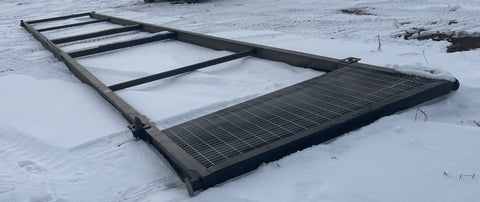 24FT container skid with forklift pockets and steel grating – Model 522624
Heavy-duty 44FT container base for transport and storage – Model 522644