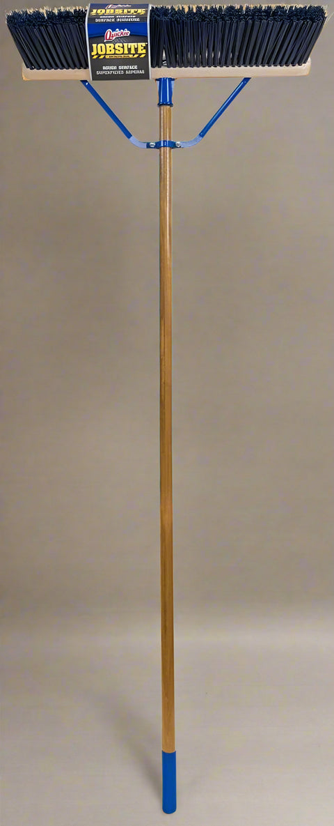 24 inch heavy-duty wood push broom for warehouse cleaning
Shop broom with long wood handle and bristle support brace
Garage floor sweeper for asphalt and concrete debris
Industrial heavy-duty broom with 60 inch handle
Bristled floor broom for outdoor surfaces and driveways