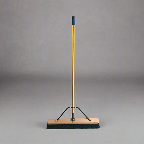24 inch heavy-duty wood push broom for warehouse cleaning
Shop broom with long wood handle and bristle support brace
Garage floor sweeper for asphalt and concrete debris
Industrial heavy-duty broom with 60 inch handle
Bristled floor broom for outdoor surfaces and driveways