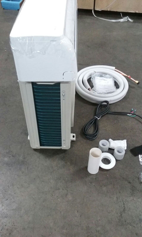 Toshiba 24,000 BTU Ductless Mini Split AC with Install Kit
Indoor air handler with remote control – 1 ton mini split
Outdoor condenser unit with Toshiba compressor
Full mini split AC installation kit (copper lines, drain pipe)
Quiet inverter ductless air conditioner setup
