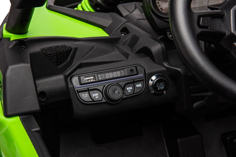 Neon Green 24V Can-Am UTV ride-on car for kids
Side view of Can-Am Maverick electric kids vehicle
Rear suspension view of 2-seater ride-on UTV
LED headlight detail on Can-Am ride-on
Kids ride-on off-road UTV in Neon Pink